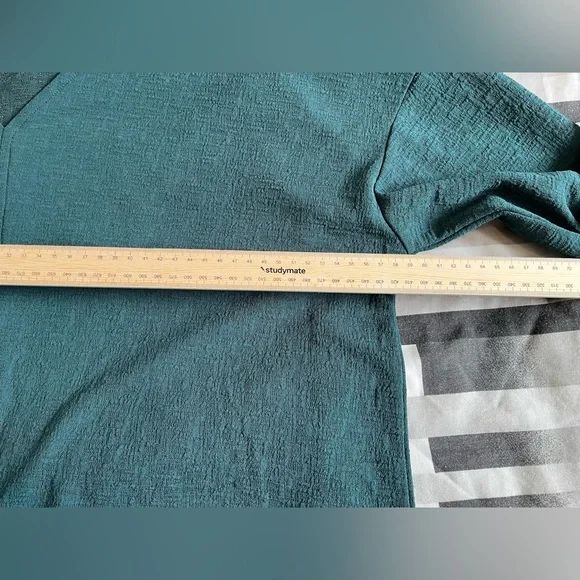 Sussan Size L Teal Green Tie Front Top Long Sleeve Blouse - Picture 7 of 15